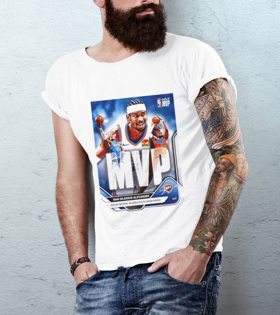 Shai Gilgeous Alexander Oklahoma City Thunder 2026 Kia NBA MVP Most Valuable Player Award Winner T-Shirt