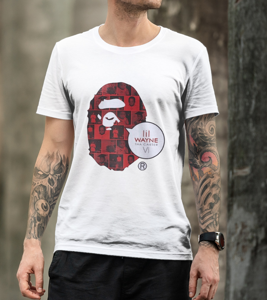 Lil Wayne Tha Carter VI BAPE Collaboration Red Photo Collage T-Shirt