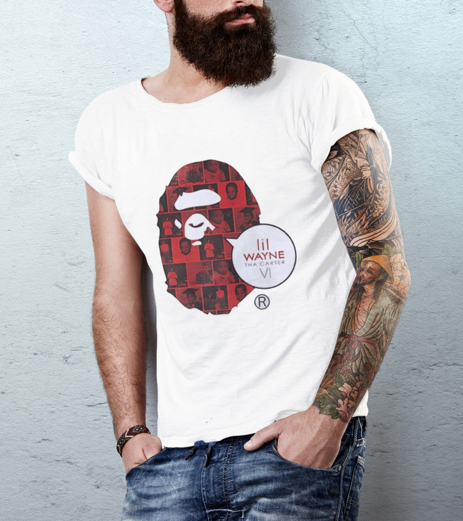 Lil Wayne Tha Carter VI BAPE Collaboration Red Photo Collage T-Shirt