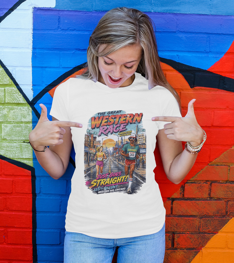 The Great Western Race Marathon Chicago 135th To Lunt Western Ave T-Shirt