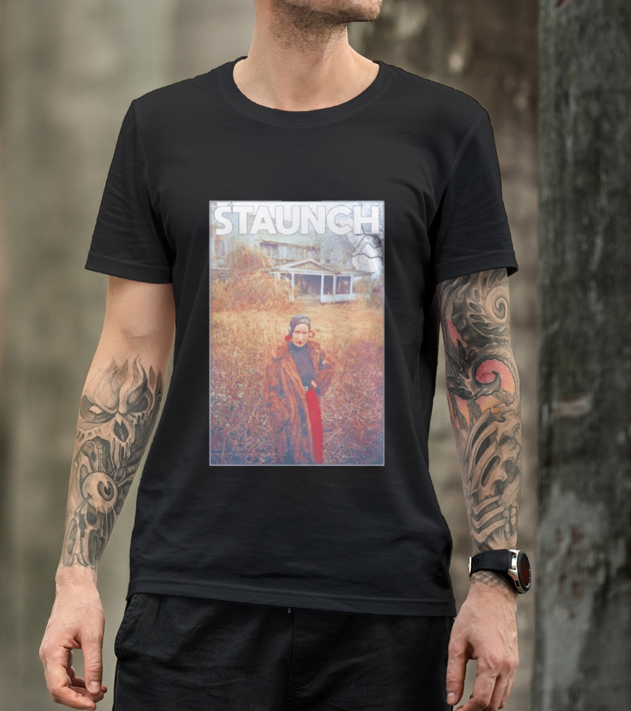 STAUNCH Vintage Fur Coat Homestead Scene T-Shirt