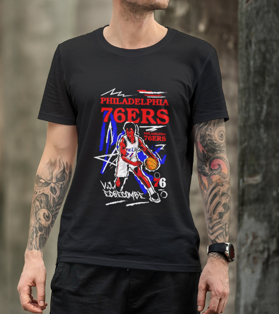 Philadelphia 76ers VJ Edgecombe Chalked Up Player Name Number 6 T-Shirt