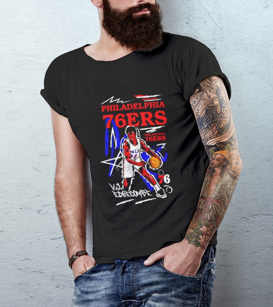 Philadelphia 76ers VJ Edgecombe Chalked Up Player Name Number 6 T-Shirt