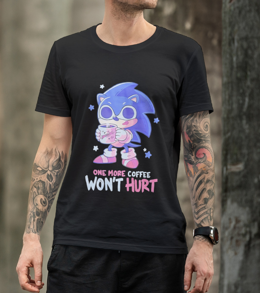 Sonic Hedgehog One More Coffee Won't Hurt Cartoon T-Shirt