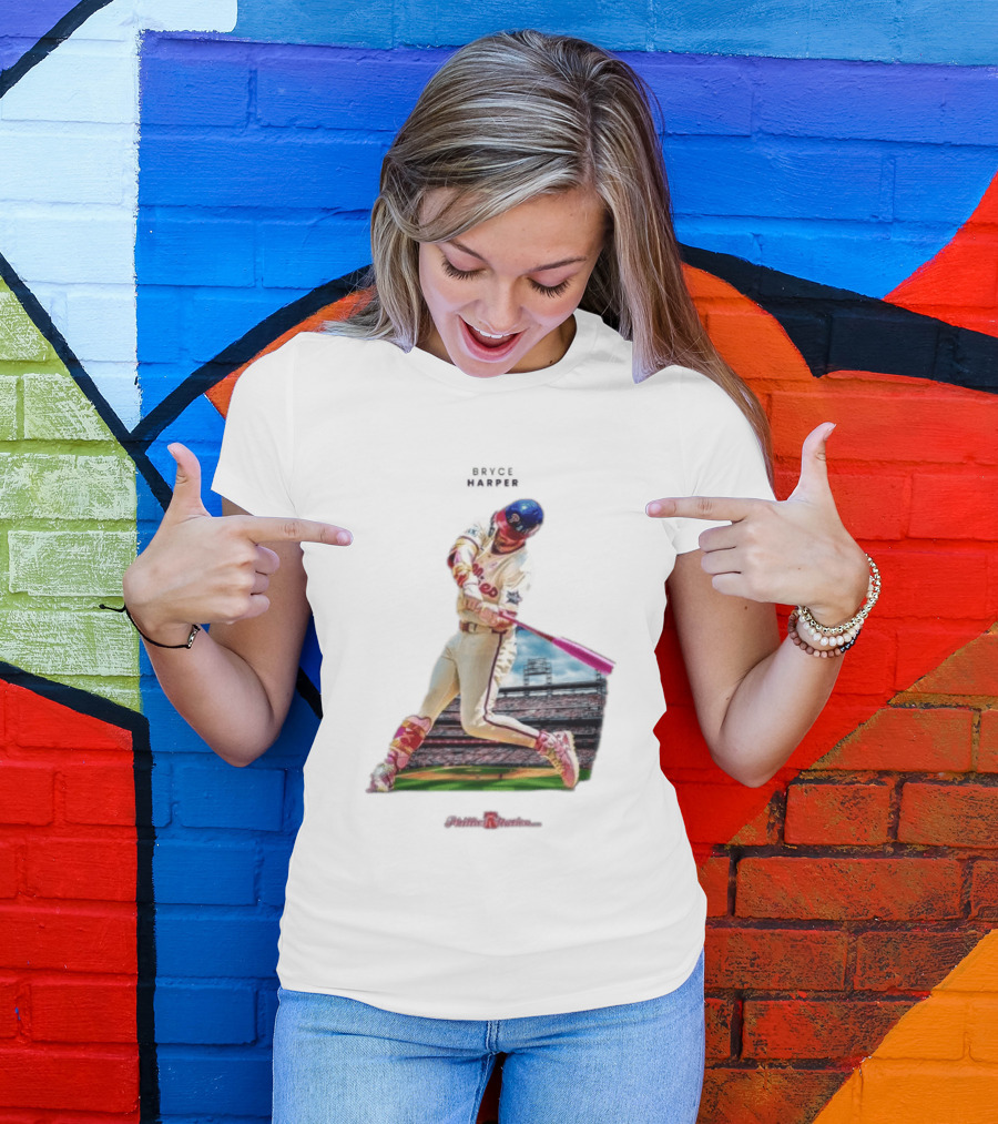 Bryce Harper Philadelphia Phillies Baseball Action Stadium Scene T-Shirt