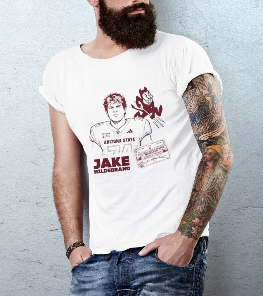 Jake Hildebrand Arizona State Sun Devils Football 74 Hometown Hero Golden Ticket T-Shirt