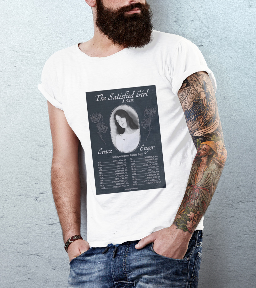 Grace Enger The Satisfied Girl Tour 2023 Cities And Dates Featuring Aubory Bugg T-Shirt