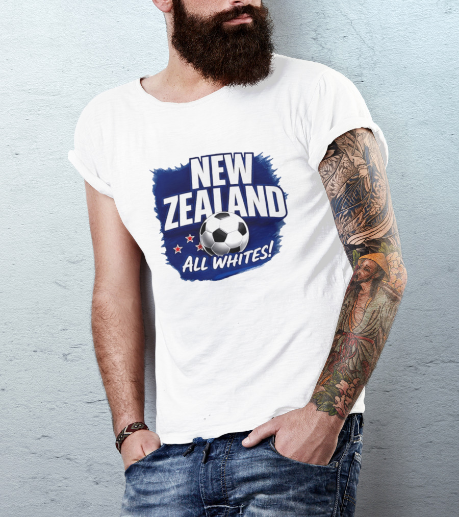 New Zealand All Whites Soccer Team Stars And Ball T-Shirt