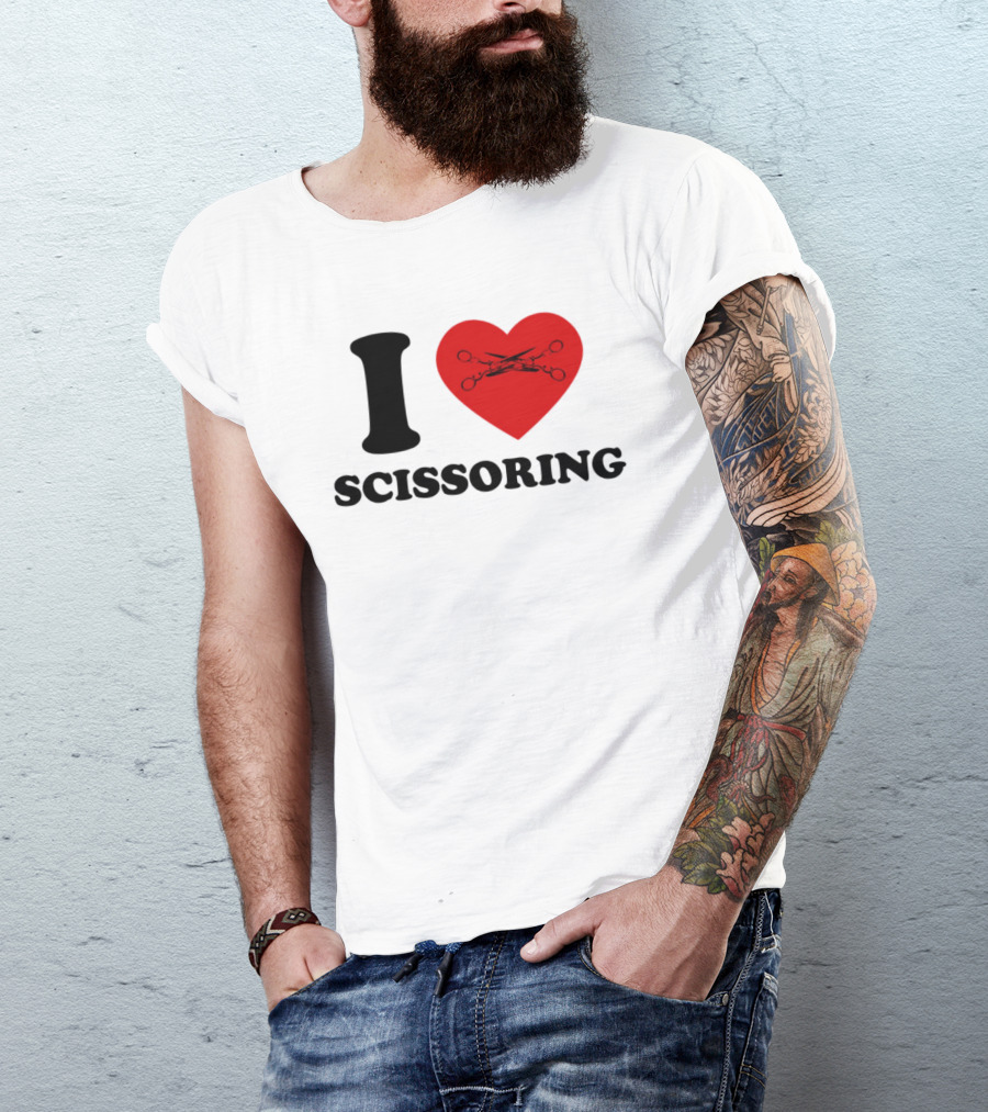 I Love Scissoring Heart With Crossed Scissors T-Shirt