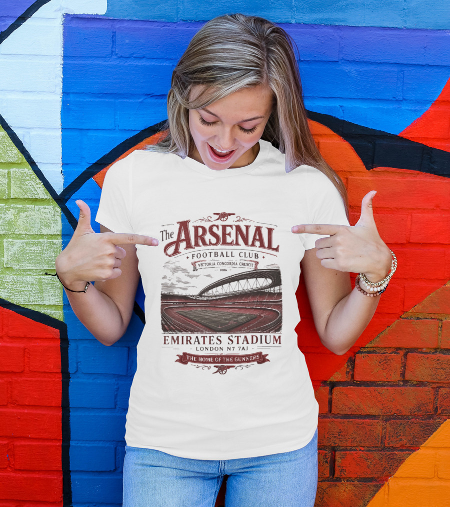 Arsenal Football Club Emirates Stadium London N7 7AJ Victoria Concordia Crescit Established 1886 Home Of The Gunners T-Shirt