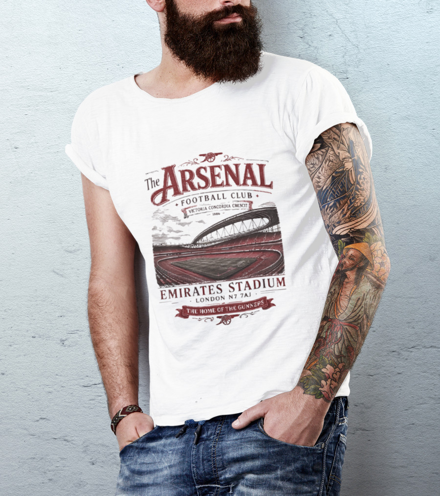 Arsenal Football Club Emirates Stadium London N7 7AJ Victoria Concordia Crescit Established 1886 Home Of The Gunners T-Shirt