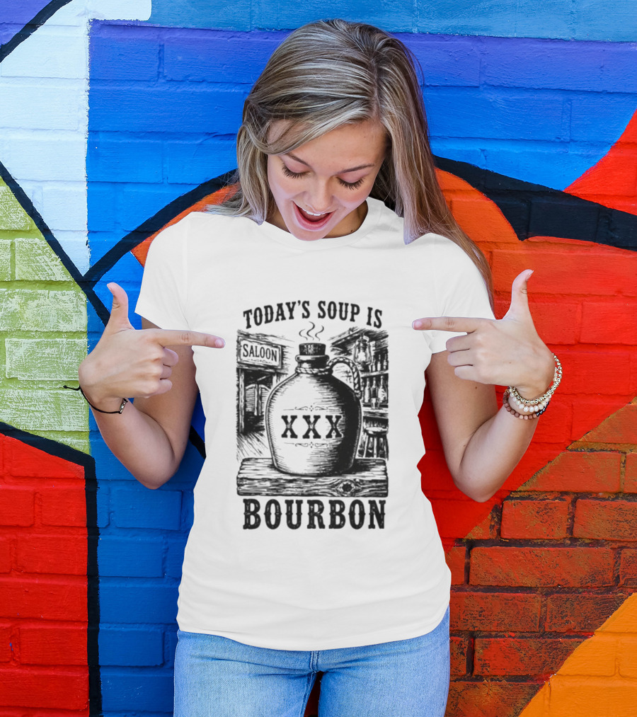 Today's Soup Is Saloon XXX Bourbon Vintage Western Barrel T-Shirt