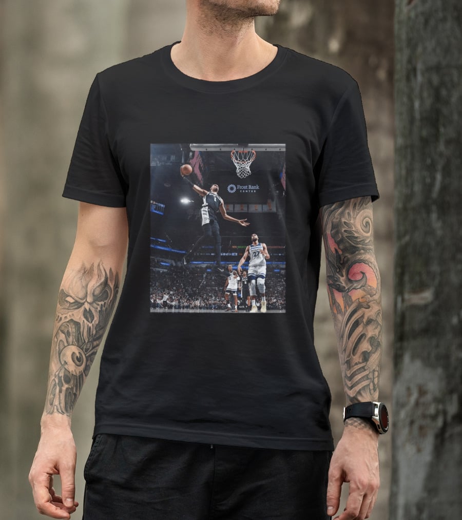 Victor Wembanyama Dunk Spurs Vs Timberwolves Frost Bank Center T-Shirt