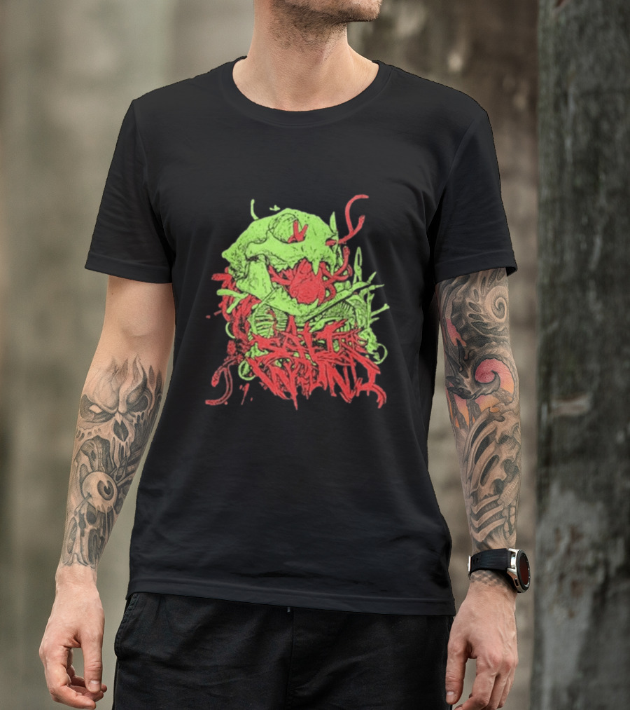 Boot And Annoy Skull Acid Green Red T-Shirt