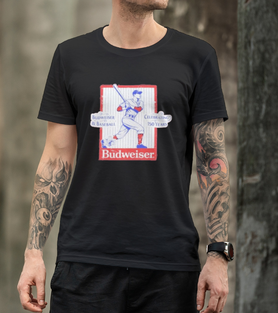 Budweiser Baseball Celebrating 150 Years Vintage Iconic Batter T-Shirt