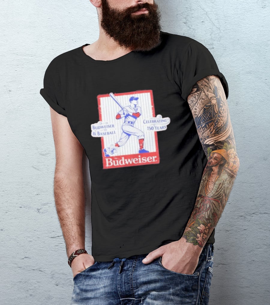 Budweiser Baseball Celebrating 150 Years Vintage Iconic Batter T-Shirt