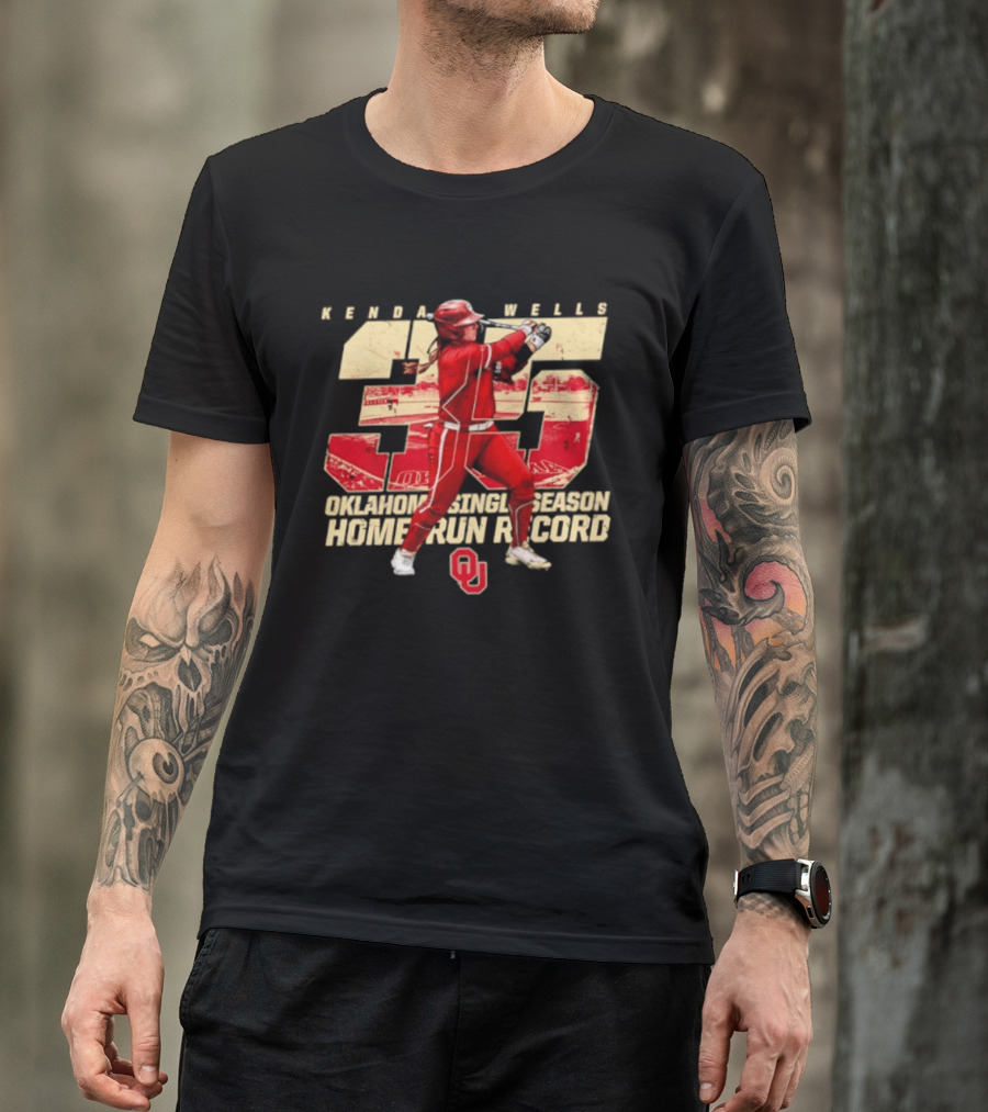 Kendall Wells 35 Oklahoma Single Season Home Run Record OU T-Shirt
