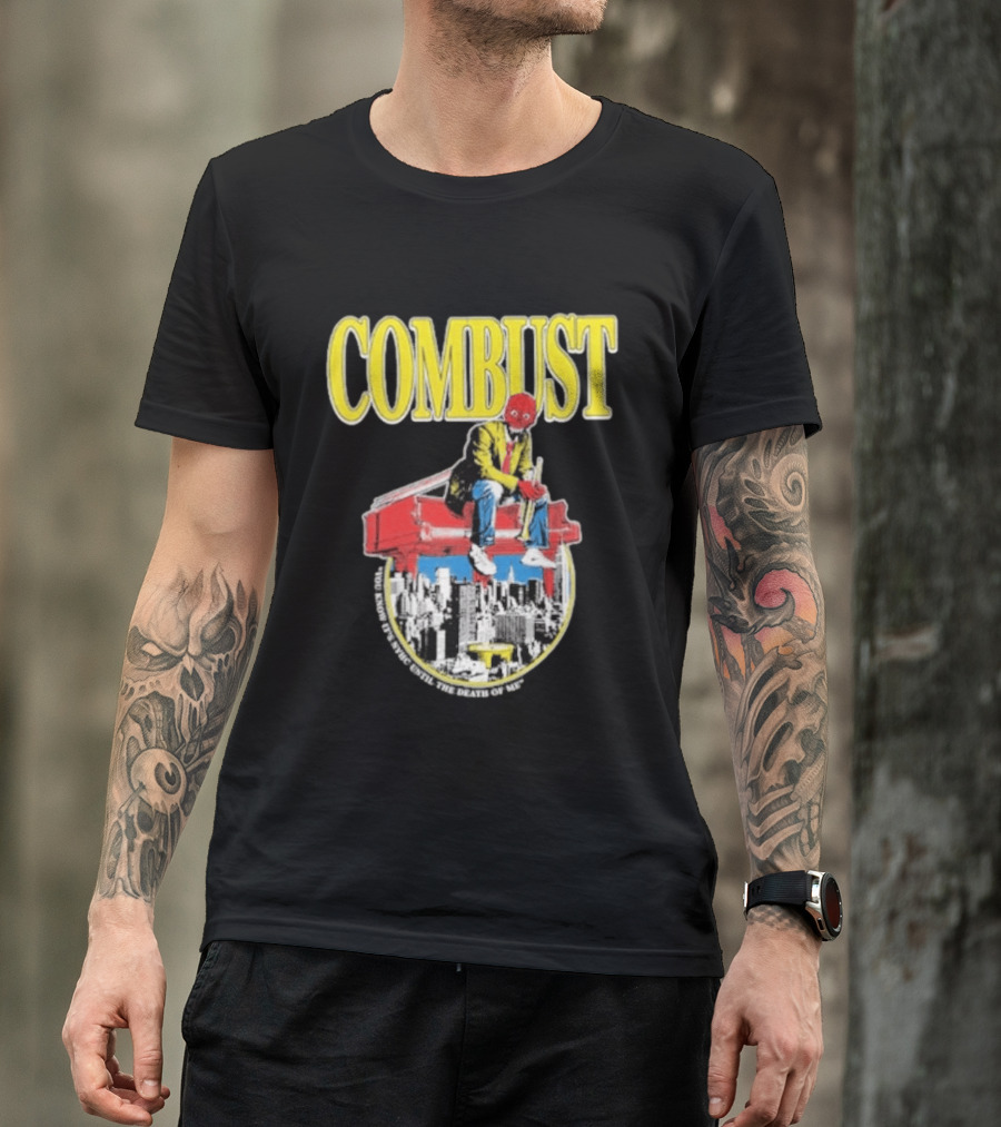 Combust Brooklyn Music Hall Of Williamsburg May 15 2026 Iconic Cityscape And Surreal Red Face T-Shirt