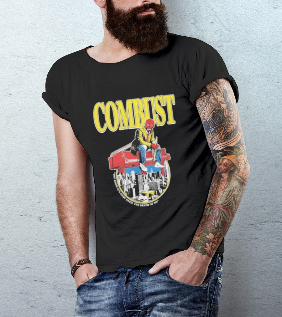 Combust Brooklyn Music Hall Of Williamsburg May 15 2026 Iconic Cityscape And Surreal Red Face T-Shirt