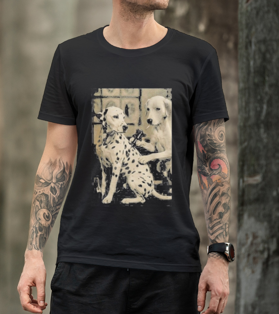 Dalmatian Dog Tattoo Artist Black And White Humor T-Shirt