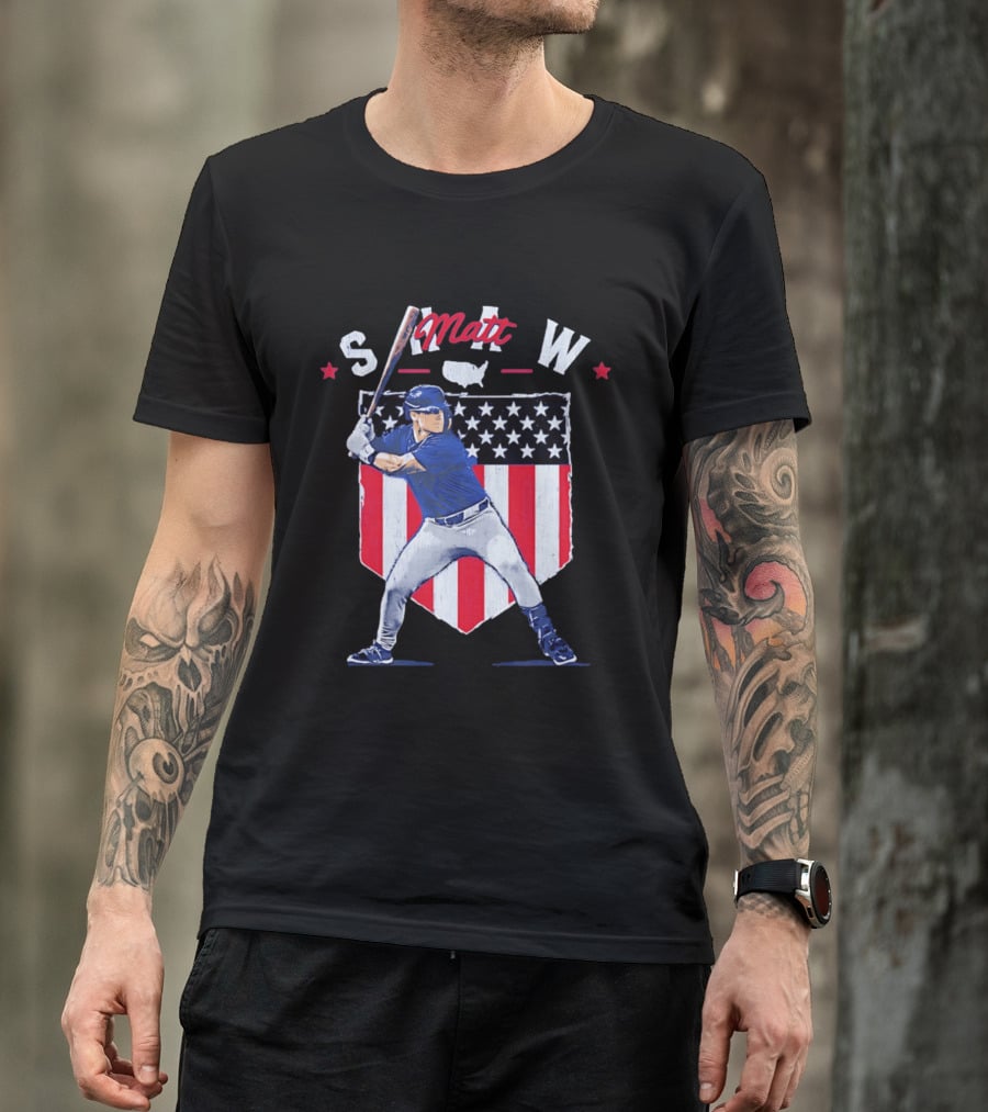 Matt Shaw Stars Stripes Chicago Cubs Baseball T-Shirt