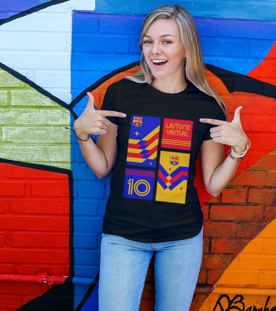 FC Barcelona Lamine Yamal 10 Vibes With Team Colors And Crest T-Shirt
