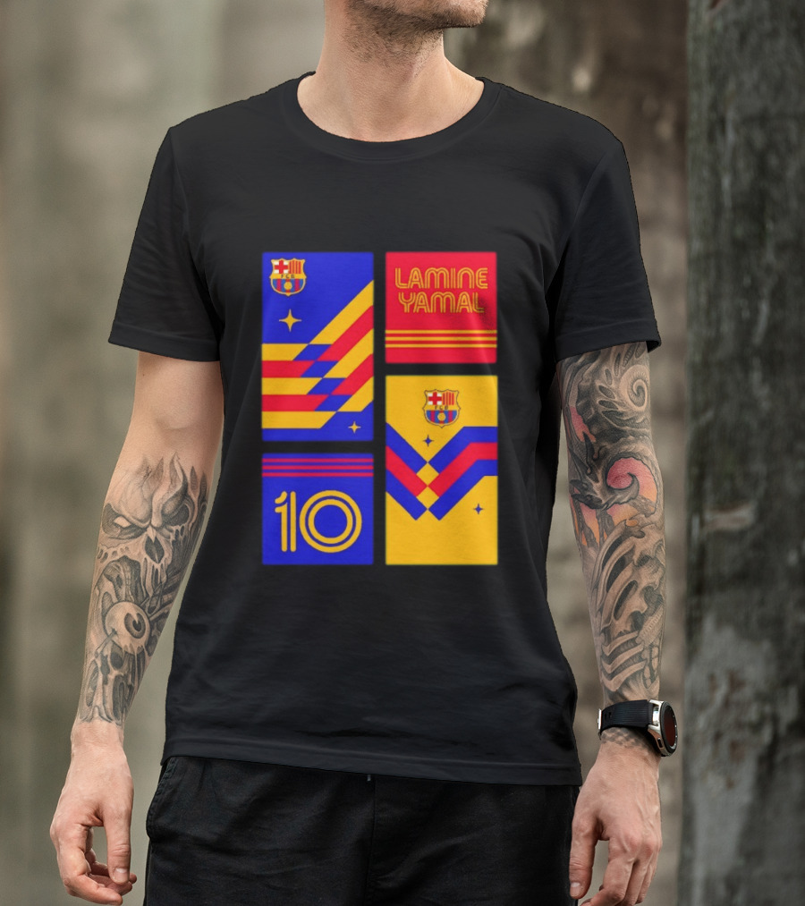 FC Barcelona Lamine Yamal 10 Vibes With Team Colors And Crest T-Shirt