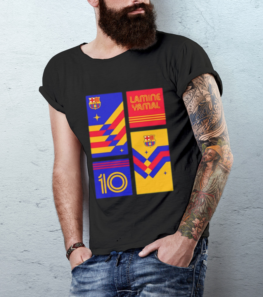 FC Barcelona Lamine Yamal 10 Vibes With Team Colors And Crest T-Shirt