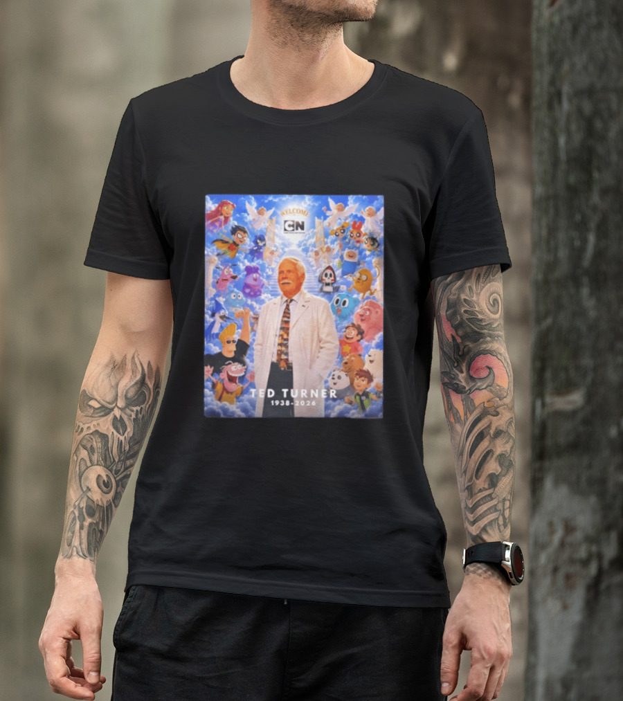 Welcome Cartoon Network Ted Turner 1938 2026 Characters Heaven T-Shirt