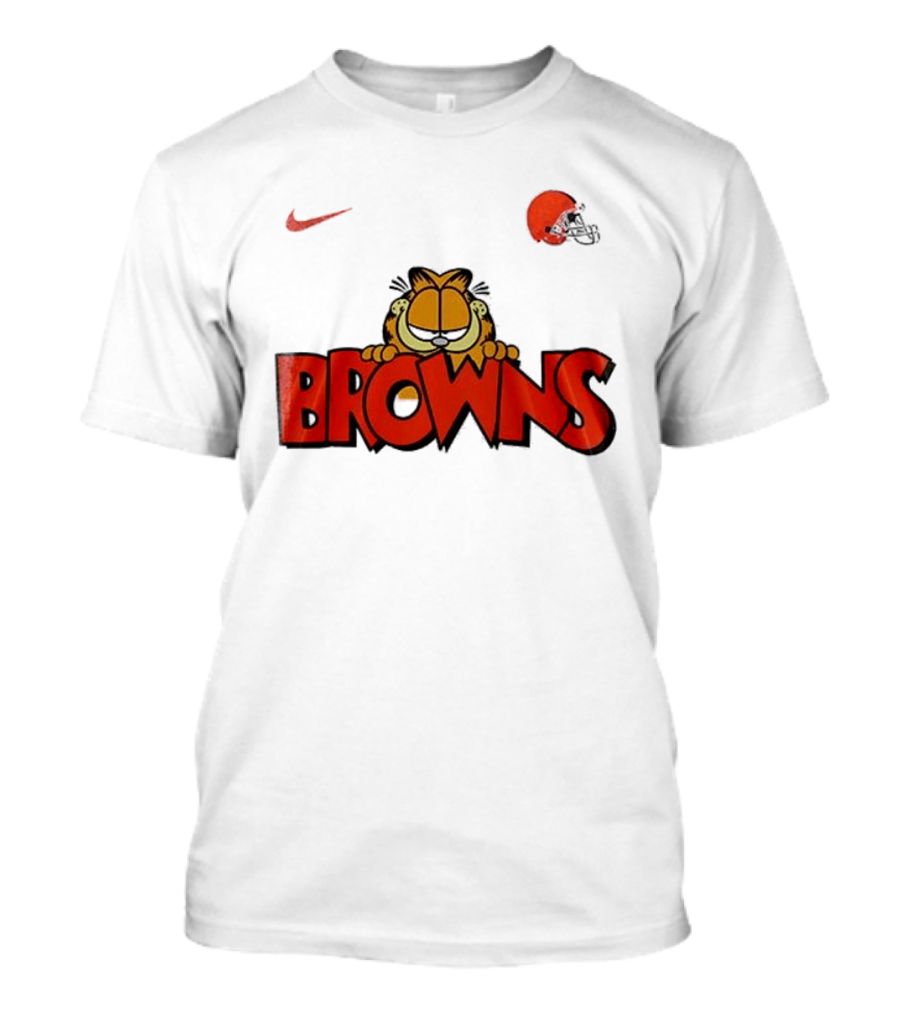 Cleveland Browns Garfield Orange Cat Helmet Nike T-Shirt