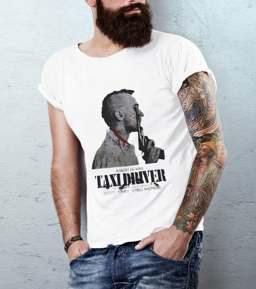 Taxi Driver Robert De Niro Travis Bickle Mohawk Gun Blood Splatter T-Shirt