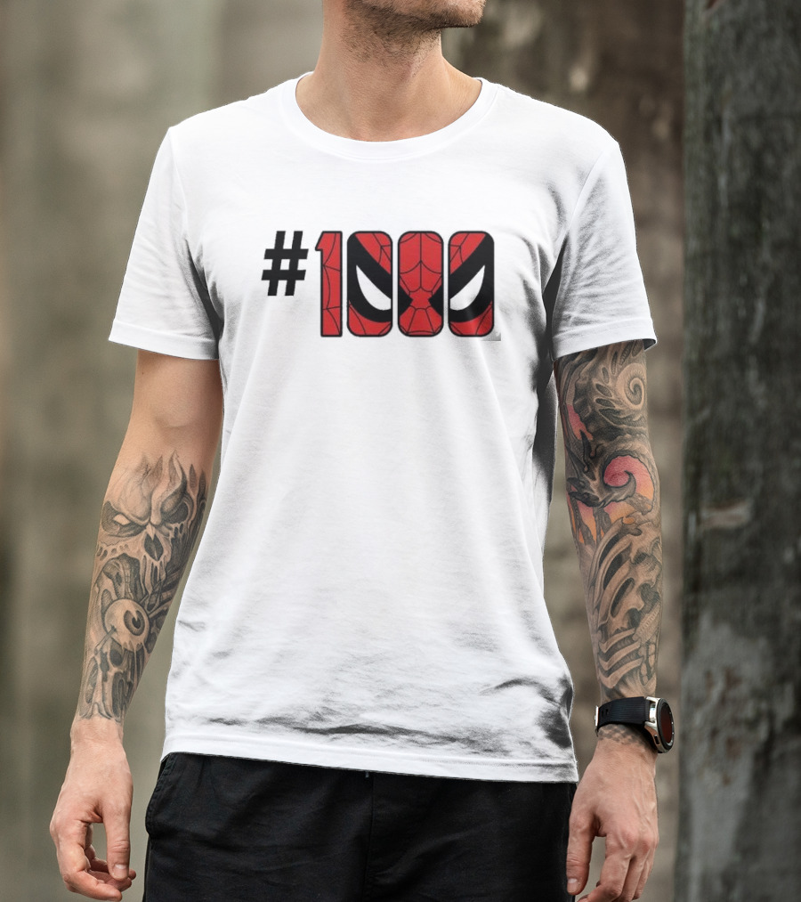 #1000 Spider Man Mask Red Web T-Shirt