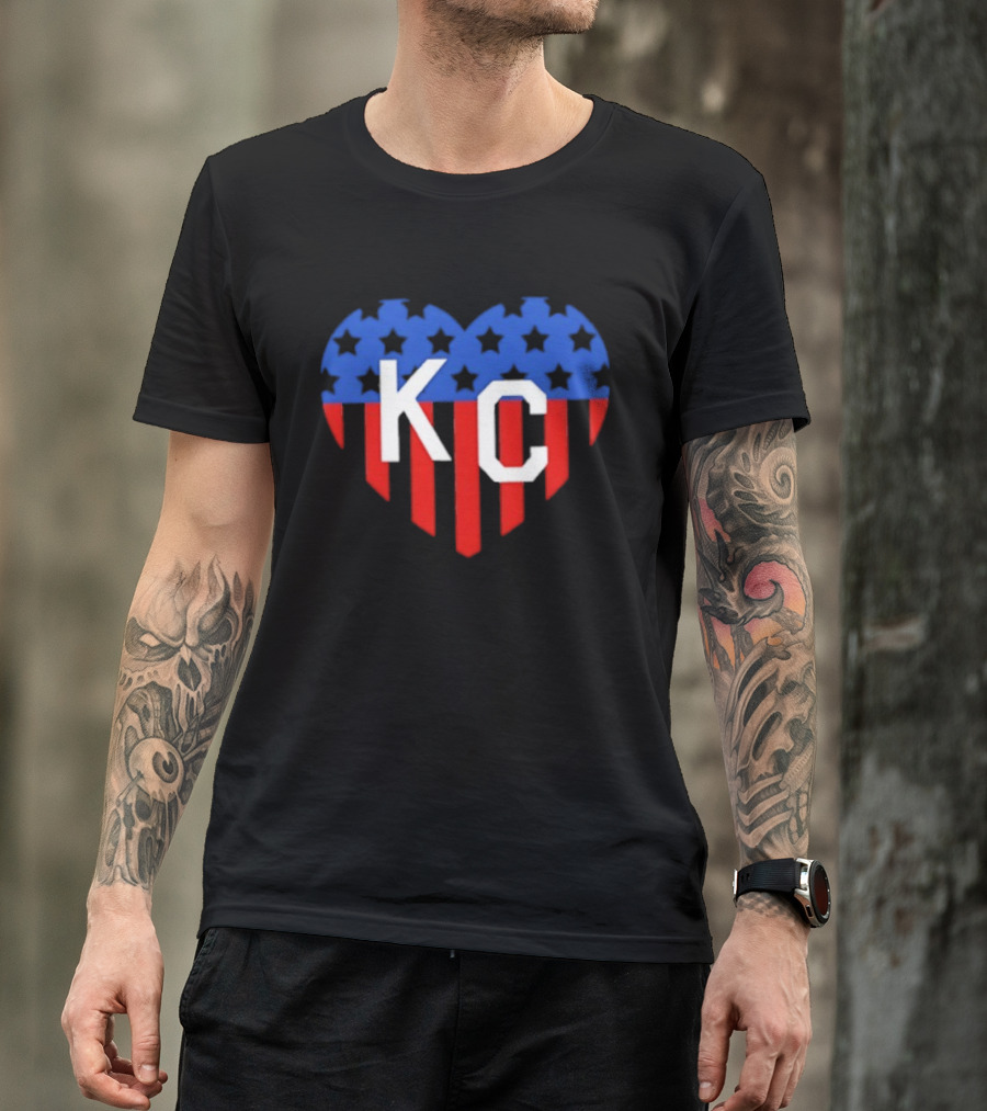 USA Stars Stripes Heart KC Kansas City T-Shirt