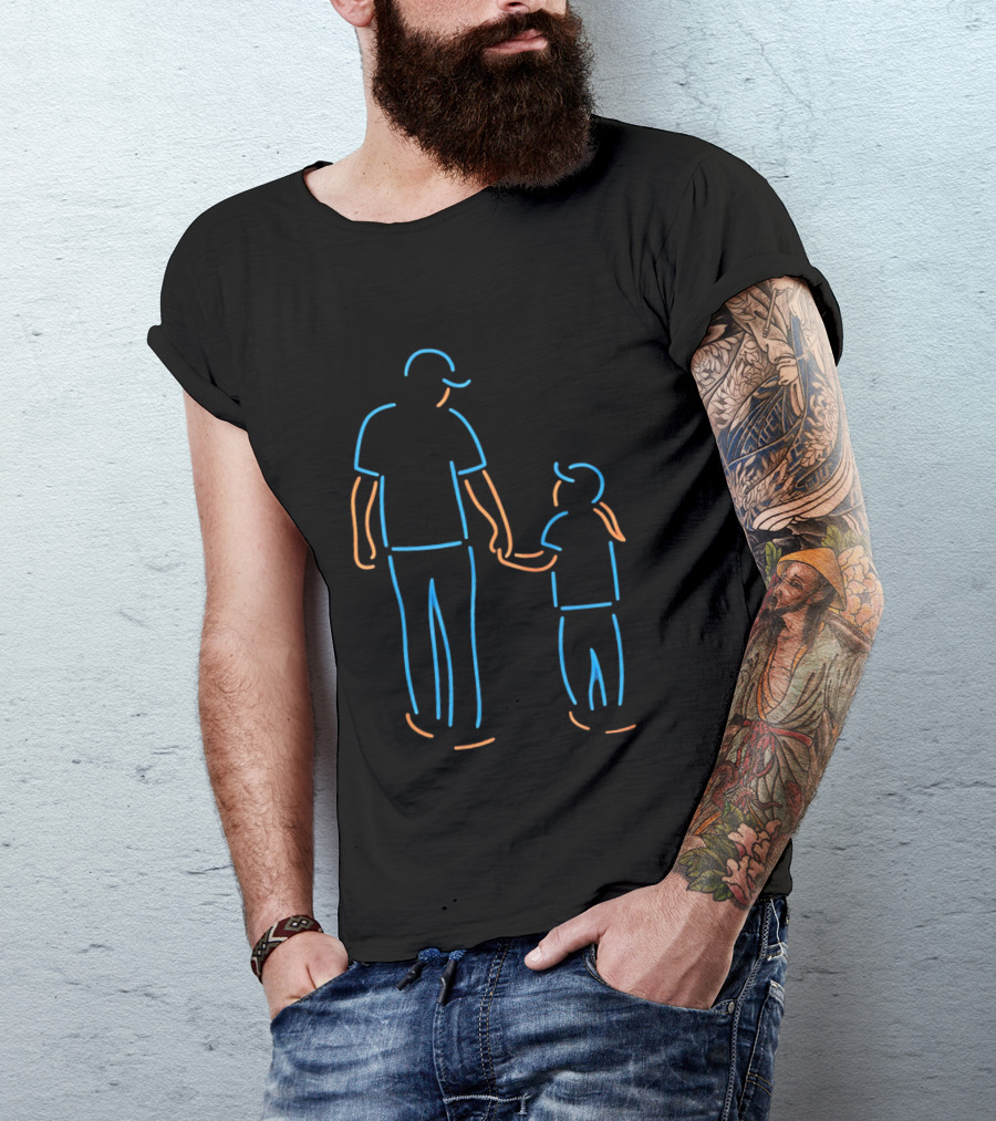 Father And Daughter Walking Neon T-Shirt