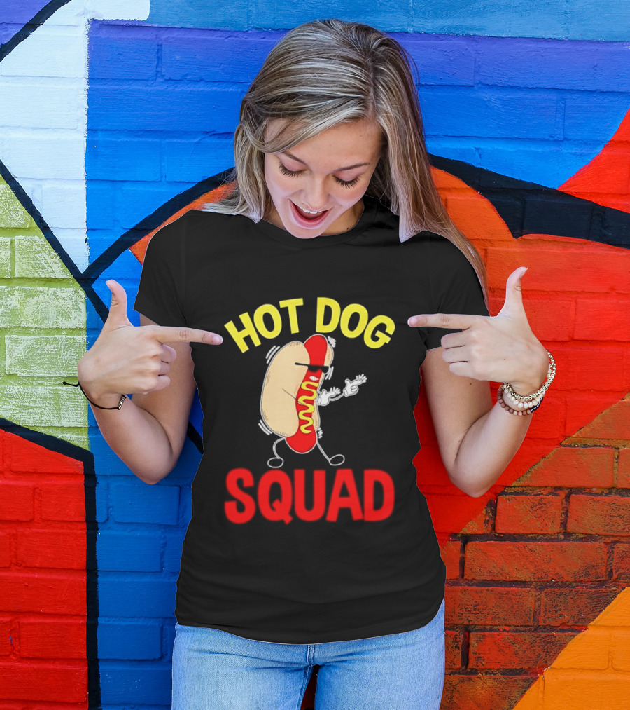Hot Dog Squad Funny Cartoon Mustard Enthusiasts T-Shirt