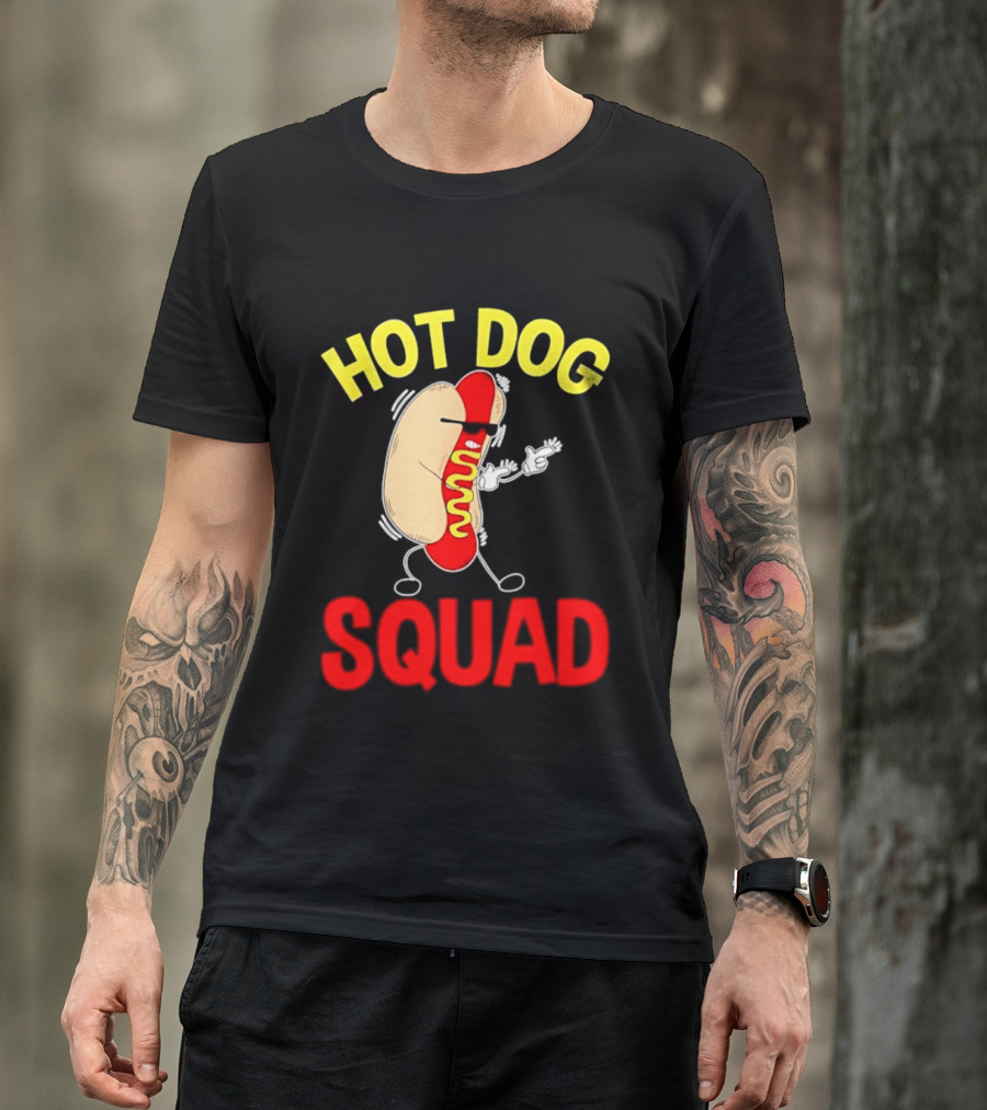 Hot Dog Squad Funny Cartoon Mustard Enthusiasts T-Shirt