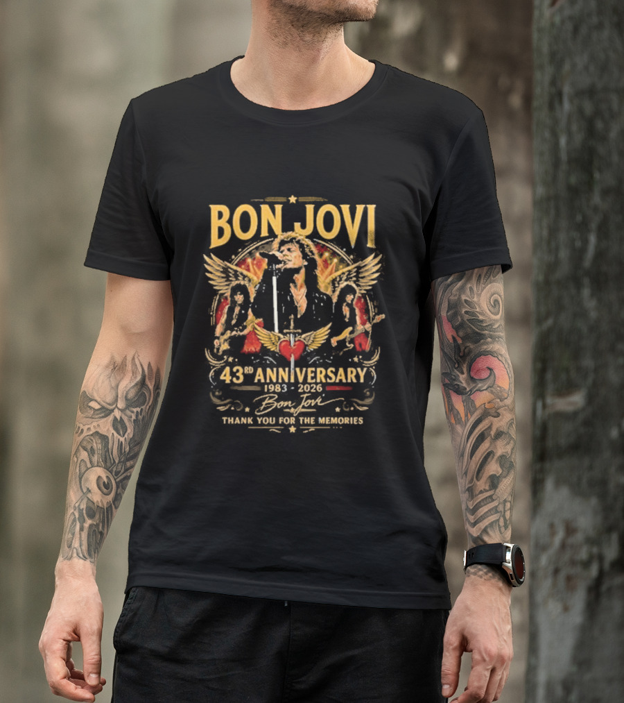 Bon Jovi 43Rd Anniversary 1983 2026 Thank You For The Memories T-Shirt