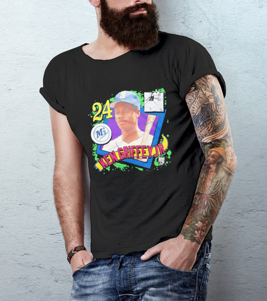 24 Ken Griffey Jr Seattle Mariners M's Topps 75 Remix Graffiti T-Shirt