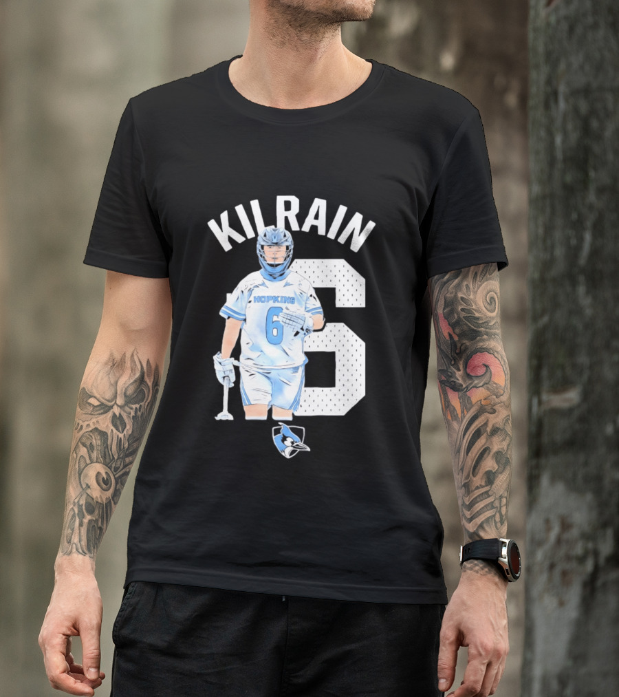 Kilrain 6 Hopkins Lacrosse Player With Blue Jay T-Shirt