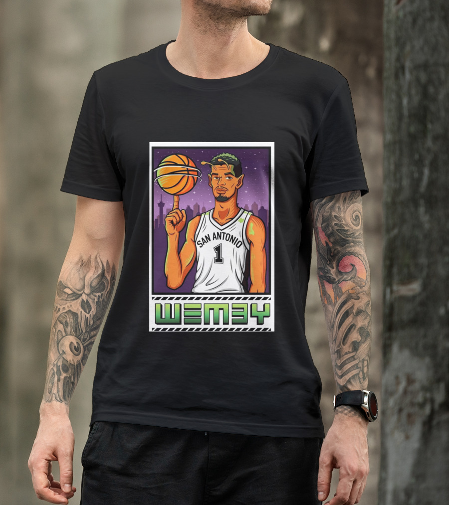 Wembanyama San Antonio Spurs Wemby Giclee Basketball Star Number 1 T-Shirt
