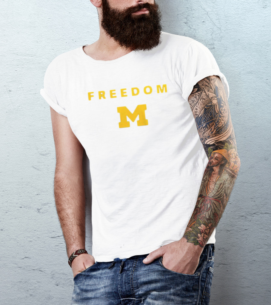 University Of Michigan Freedom M Charlie Kirk 2 Sided T-Shirt