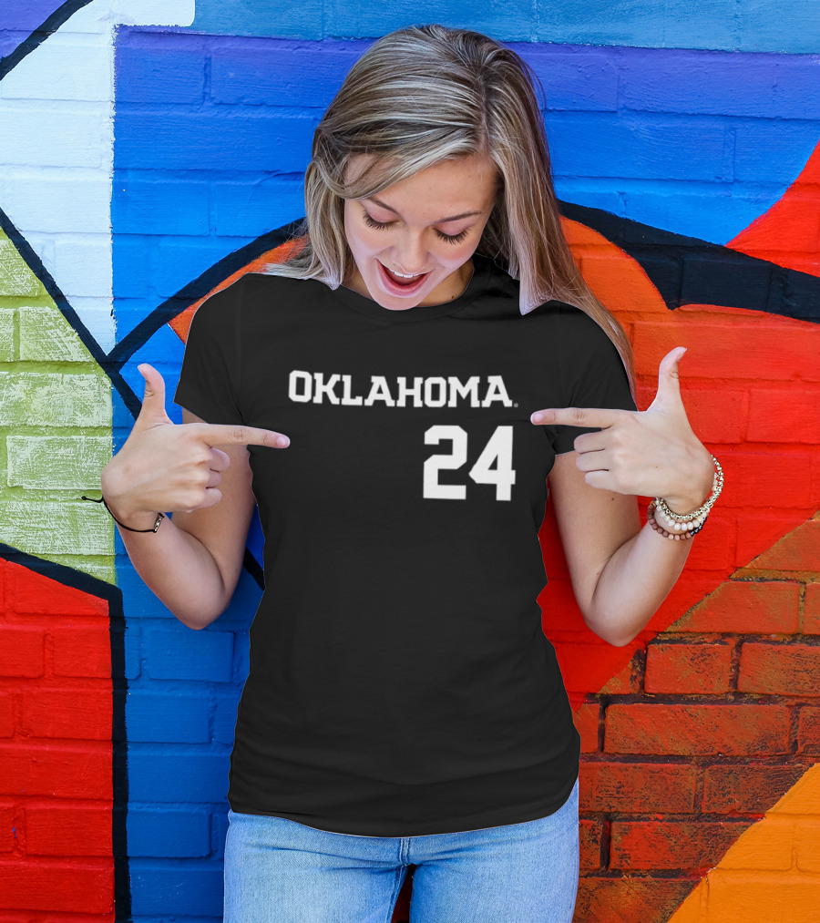 Oklahoma 24 Audrey Lowry Sooners Softball Name And Number Two Sided T-Shirt