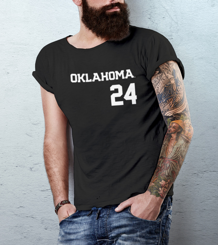 Oklahoma 24 Audrey Lowry Sooners Softball Name And Number Two Sided T-Shirt