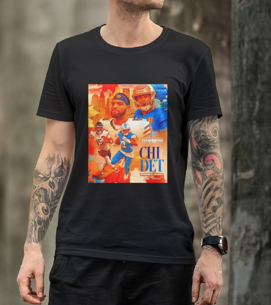 NFL Thanksgiving Day Game Chicago Bears Vs Detroit Lions Nov 26 CBS Sports T-Shirt