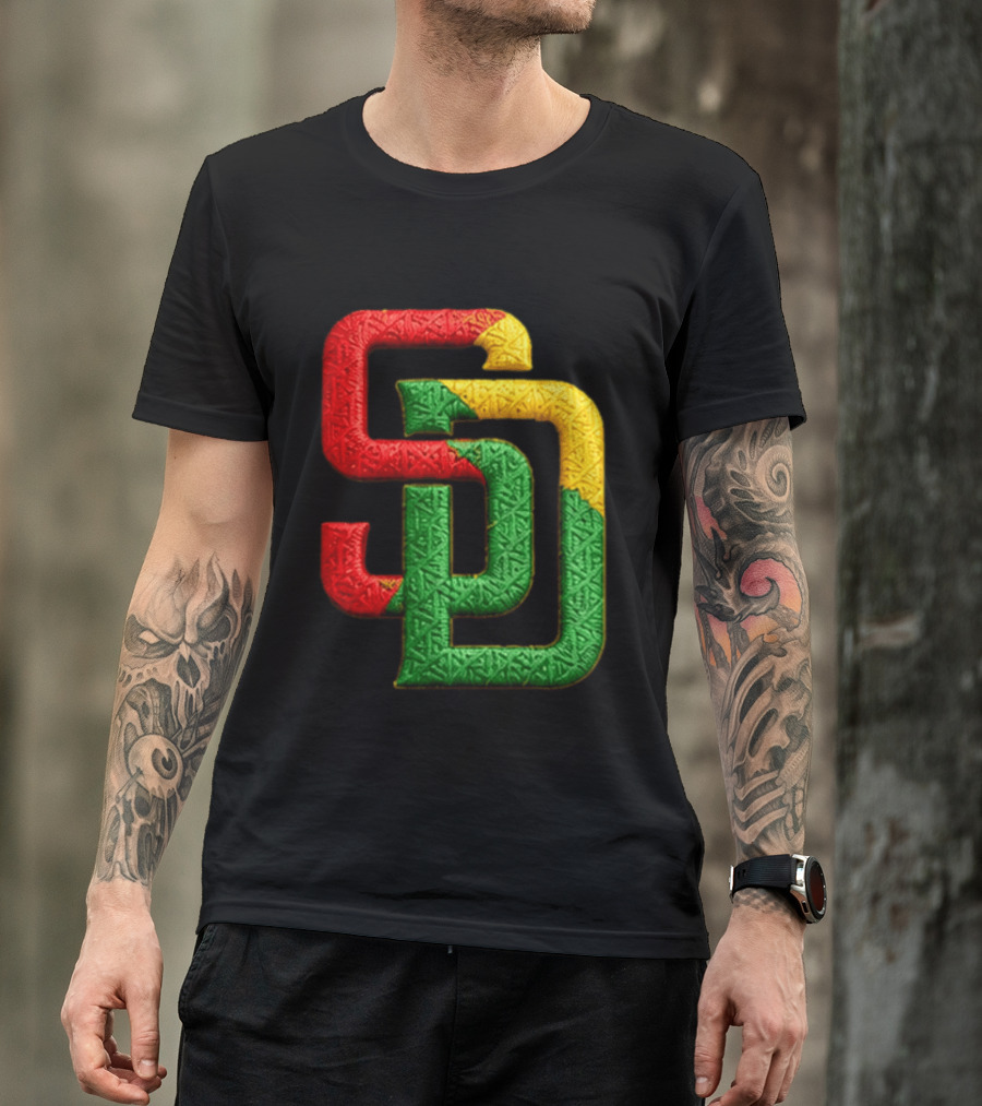 Padres African American Heritage 2026 Giveaway SD Red Gold Green T-Shirt