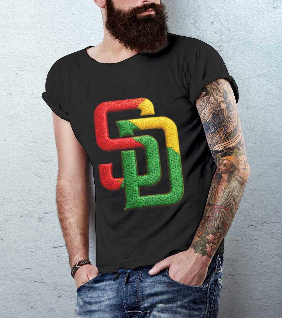 Padres African American Heritage 2026 Giveaway SD Red Gold Green T-Shirt