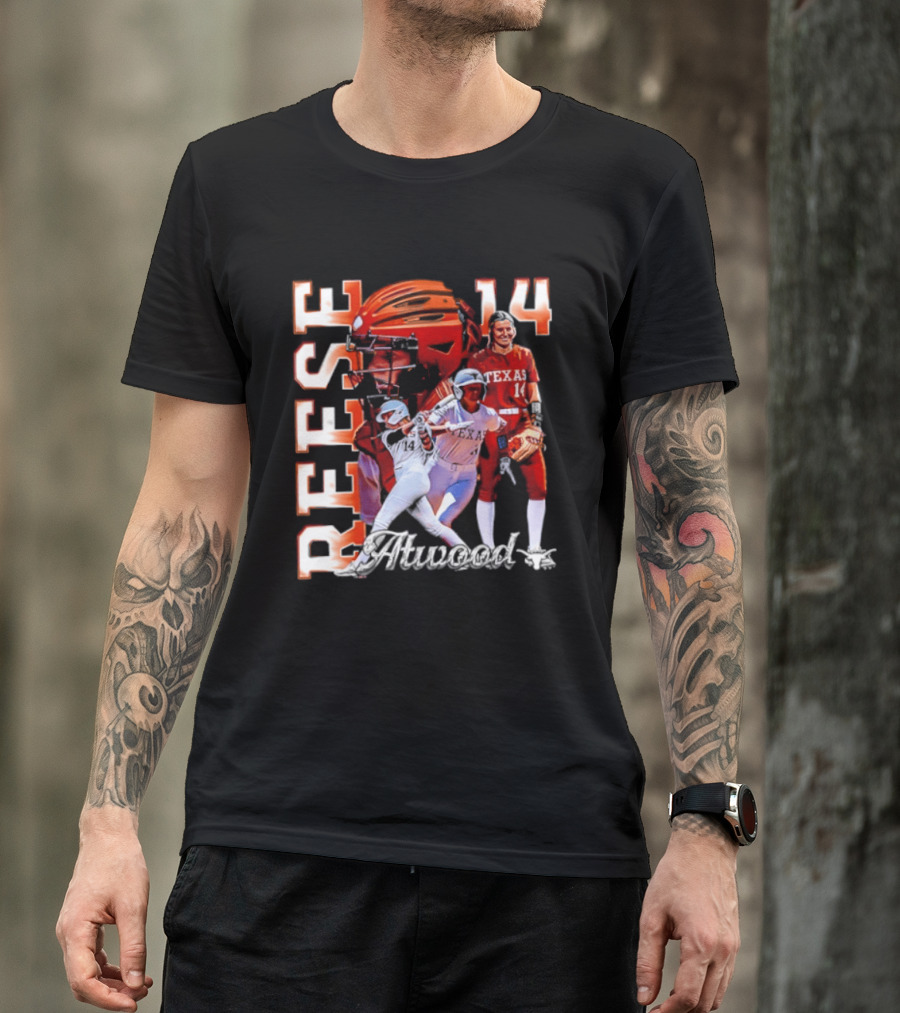 Reese Atwood 14 Texas Longhorns Softball Player White Uniform And Red Helmet T-Shirt