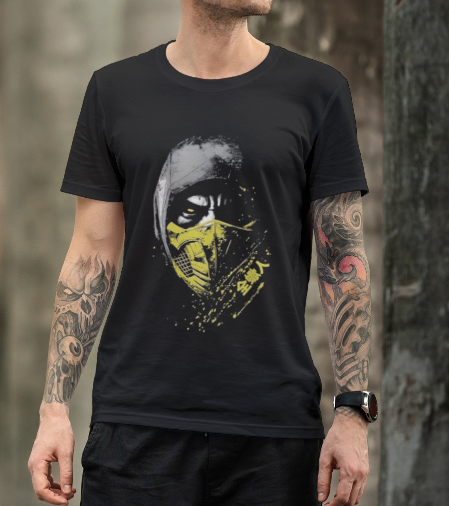 Scorpion Get Over Here Mortal Kombat Classic Yellow Mask T-Shirt