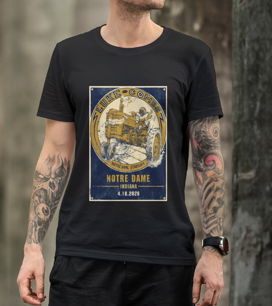 Luke Combs Notre Dame Stadium Indiana Tractor April 18 2026 T-Shirt