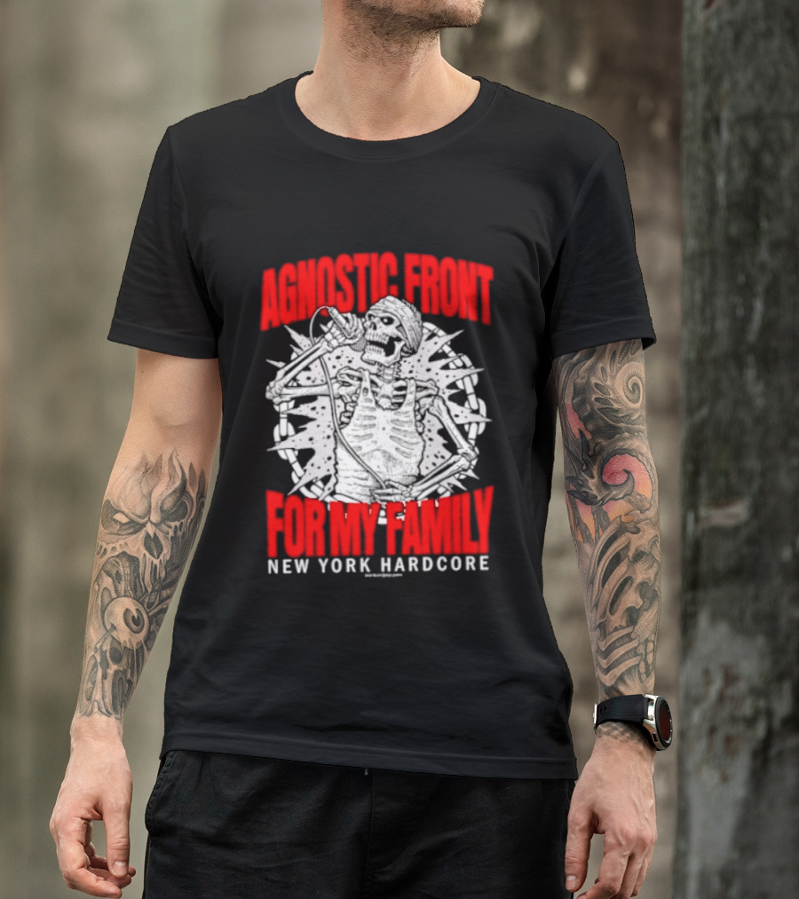 Agnostic Front Skeleton For My Family New York Hardcore T-Shirt